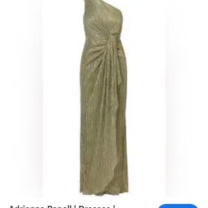 Adriana Papell Stardust Pleated Draped, one shoulder elegant formal Gown